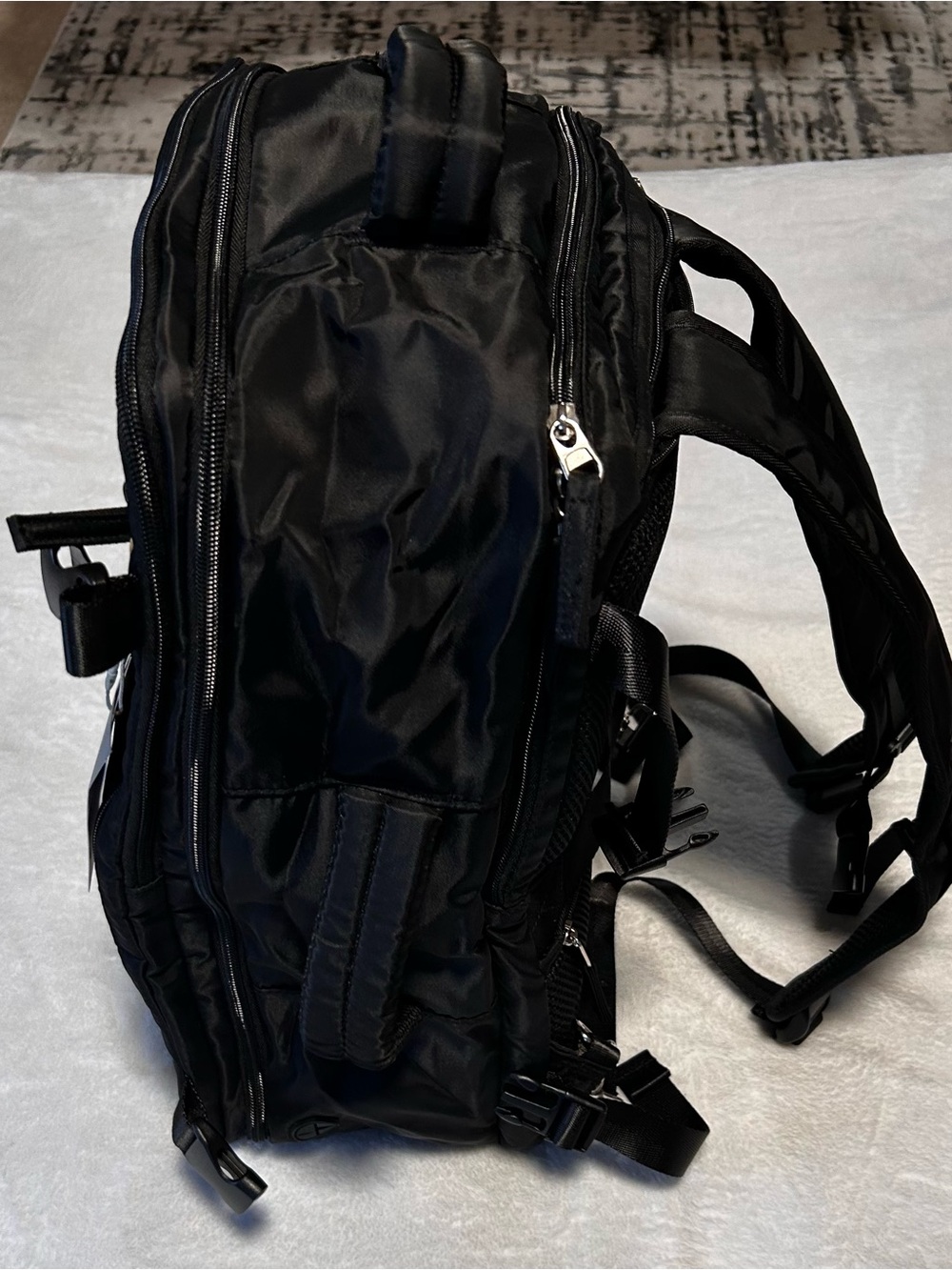 Men's Black Nylon Backpack with Padded Straps